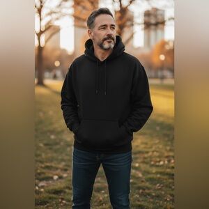 Gildan Men's Black Hoodie Overlord graphic 24” ptp